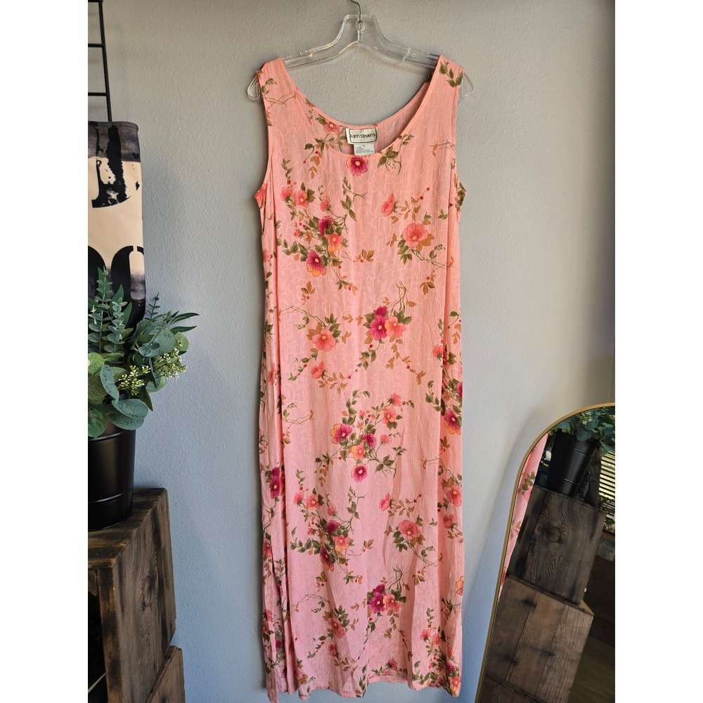 Karin Stevens Floral Cottagecore Vintage Sleeveless Rayon Maxi Dress 10